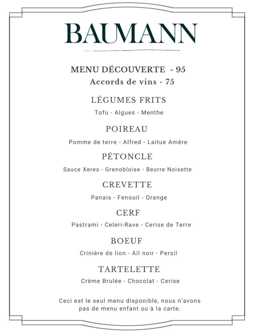 Baumann Menu