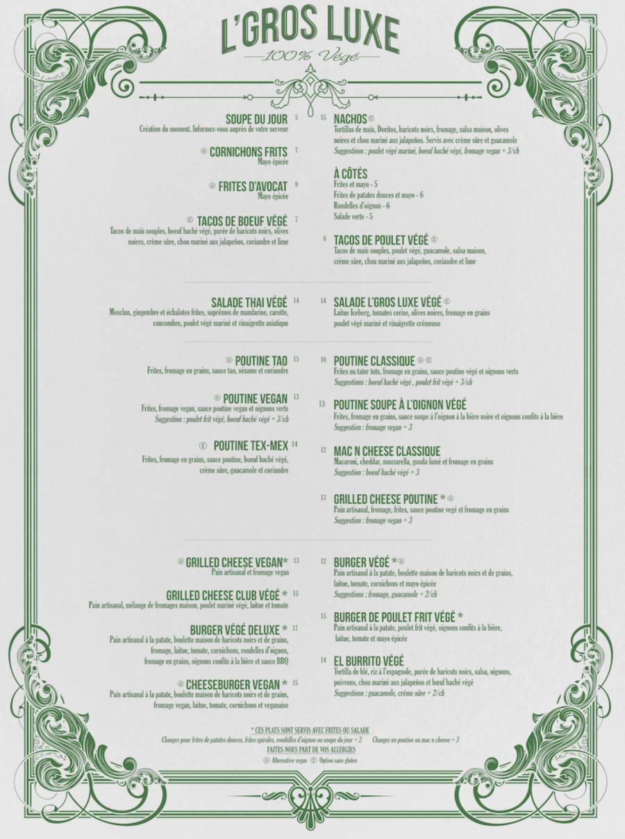 vegetarian menu