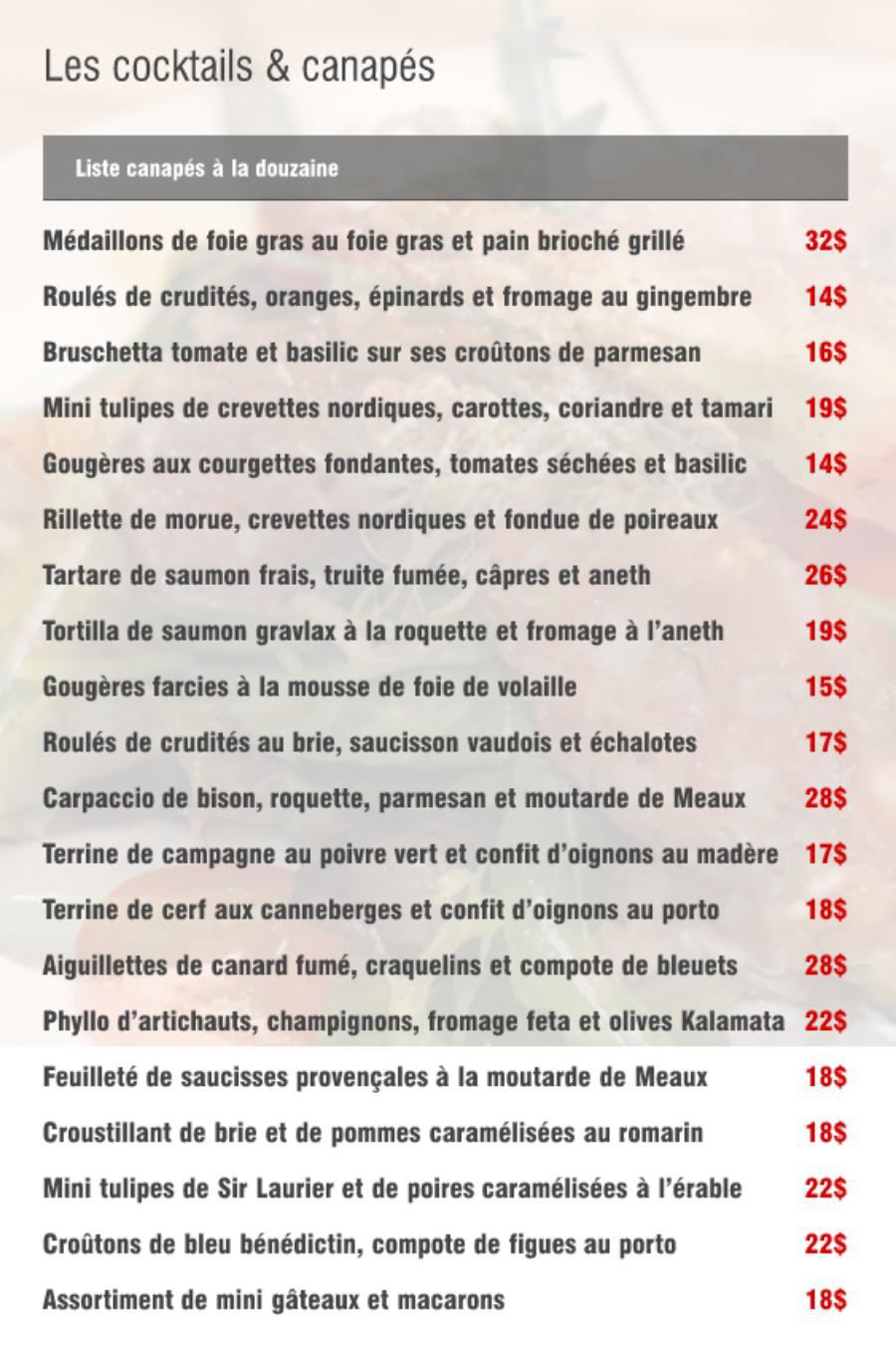 Les coktails et canapés