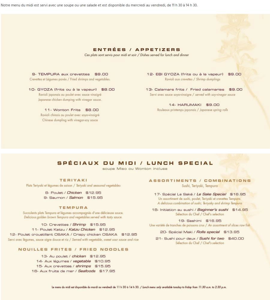 lunch menu