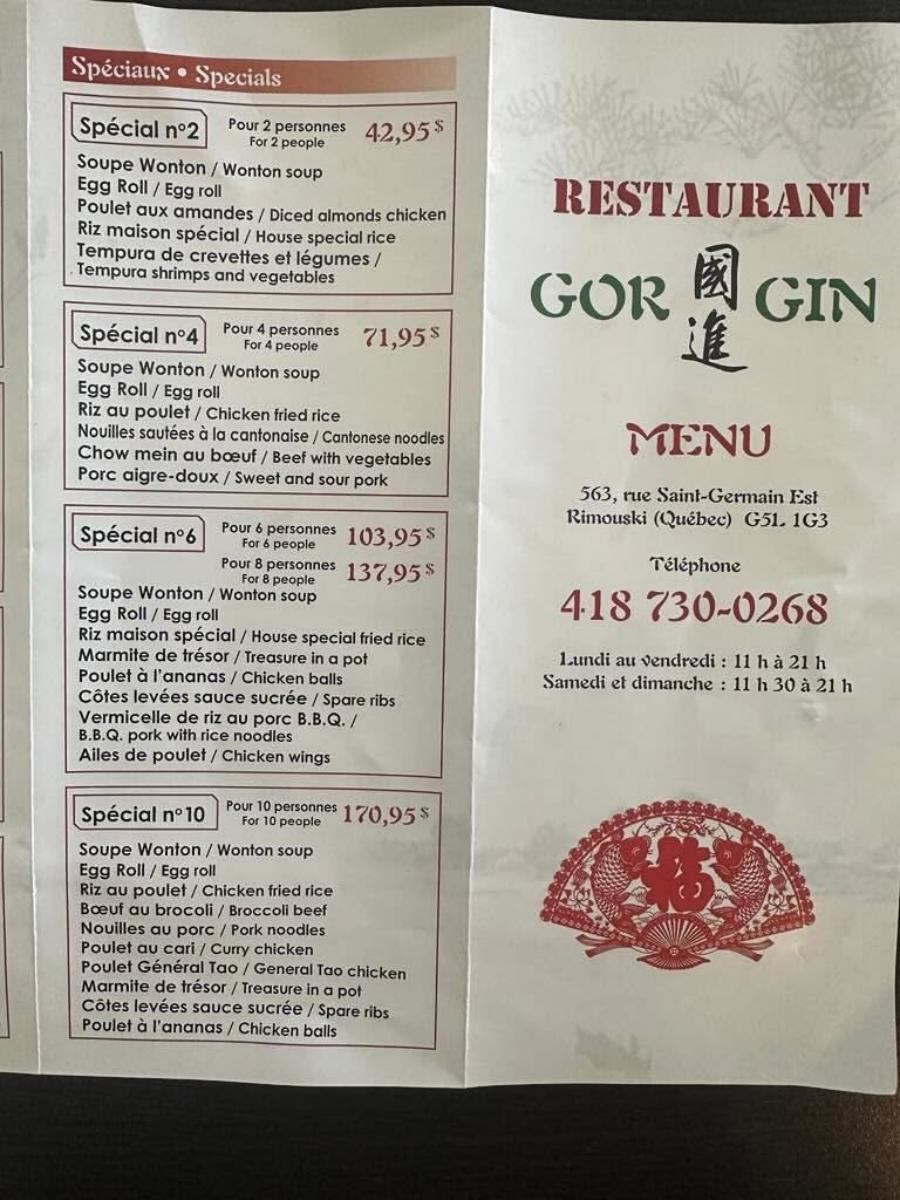 Gorgin Menu