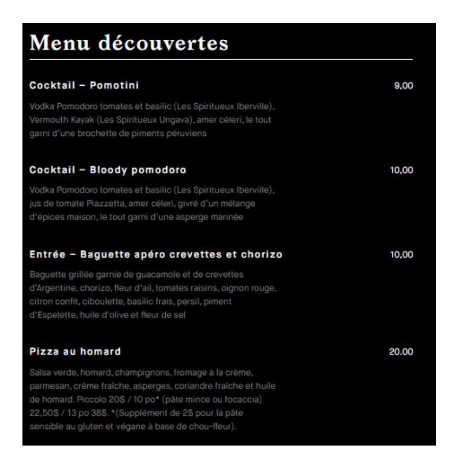 Menu