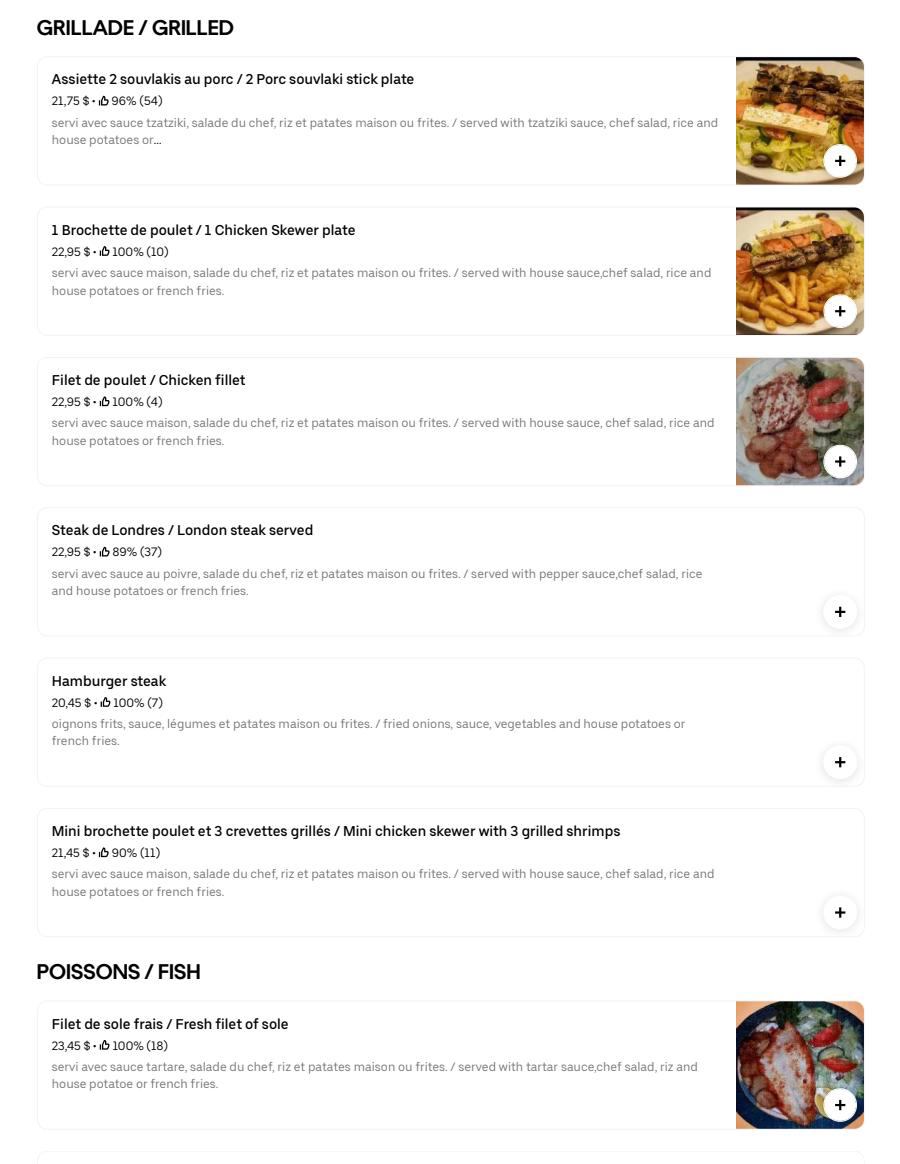 Montaza Longueuil Menu