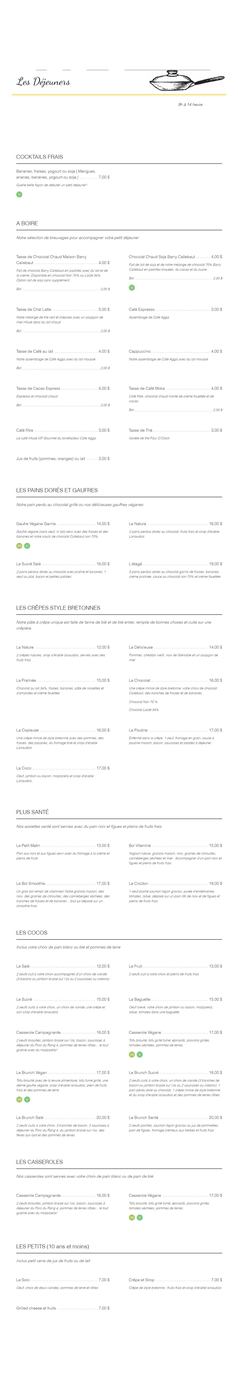 Menu déjeuner