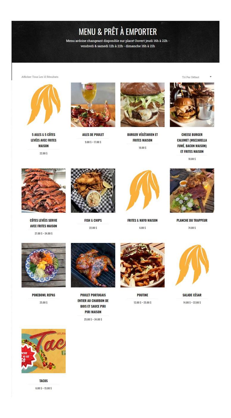 Menu & ready to take out