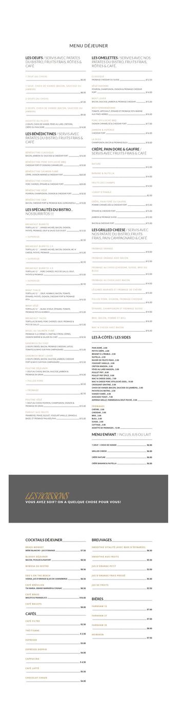 Menu déjeuner