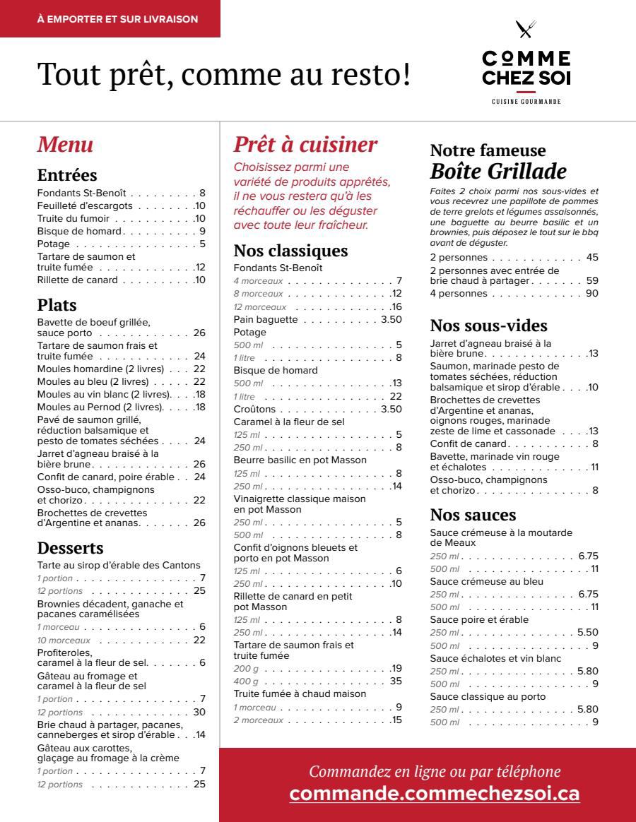 take out menu