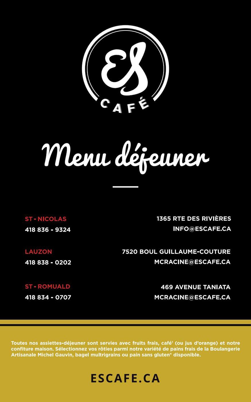 Menu déjeuner