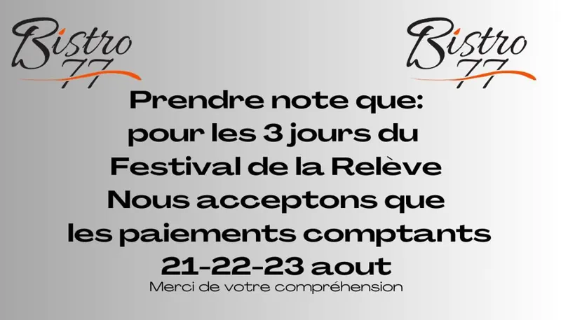 Image événement Bistro Le 77 Inc