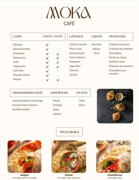 Menu Moka Café