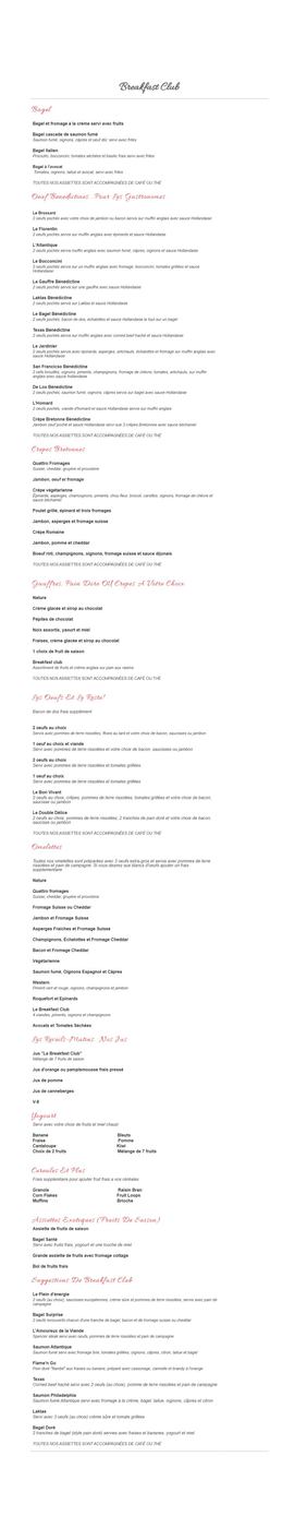 Menu déjeuner