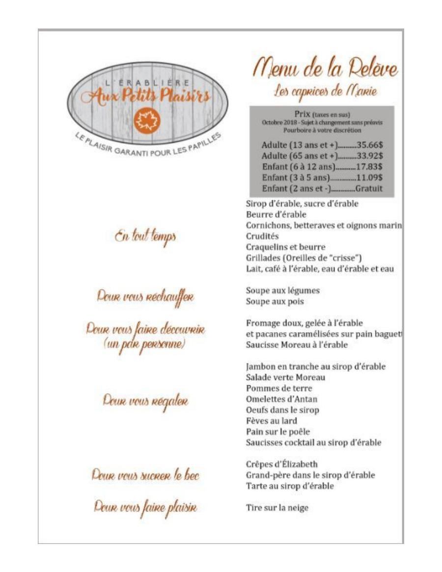 Menu Relève