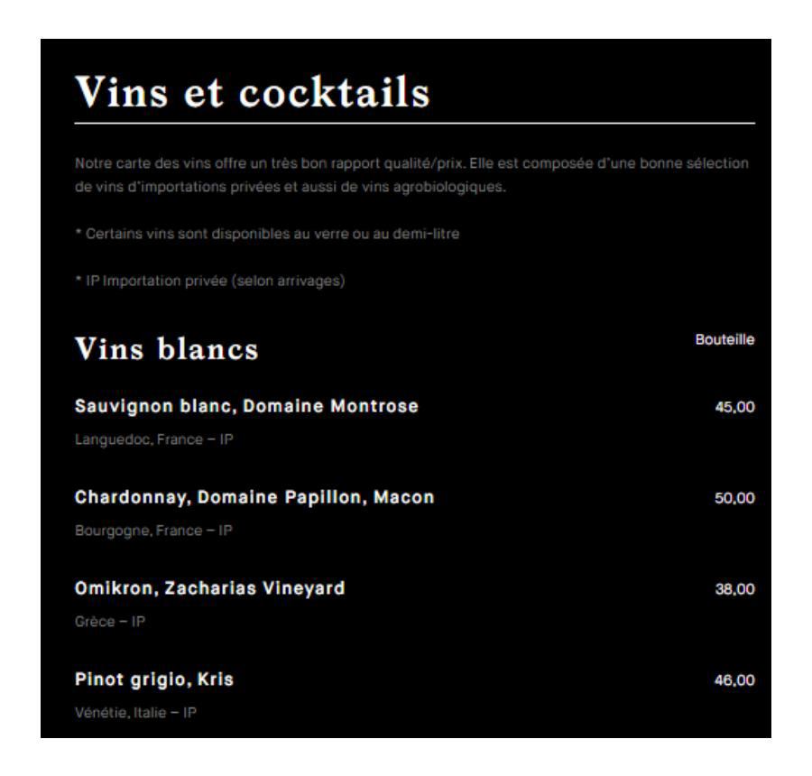 Vins et cocktails