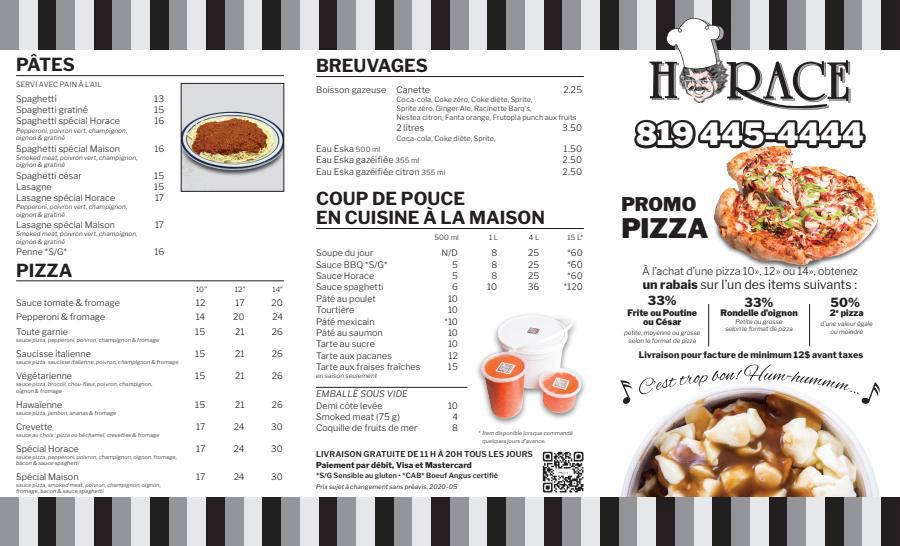 Menu salle à manger temporaire COVID