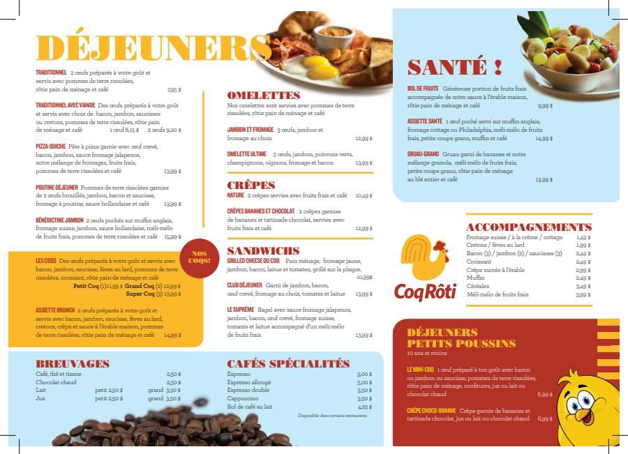Menu déjeuner