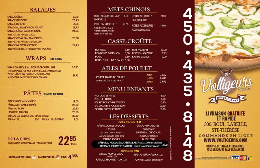 Menu Les Voltigeurs