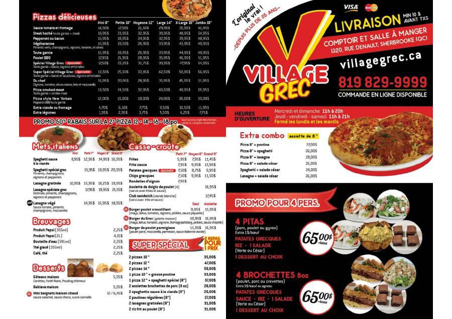 Menu Livraison et pour emporter Village Grec