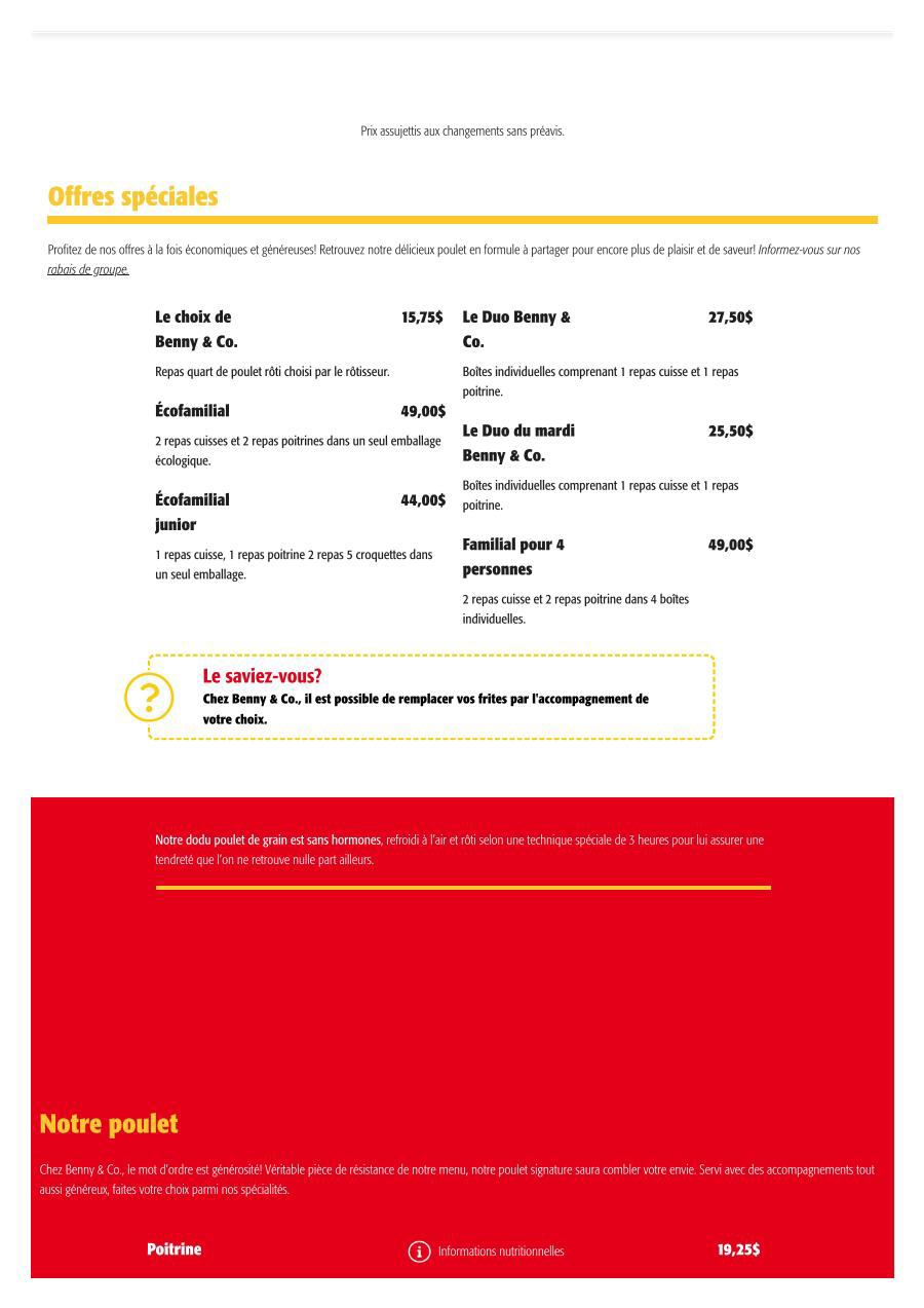 Menu Livraison Benny&Co