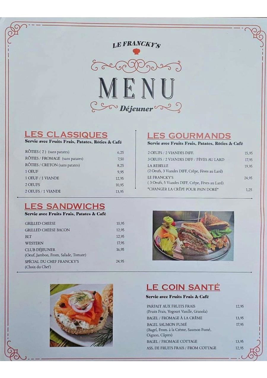 Menu Déjeuner Le Francky's