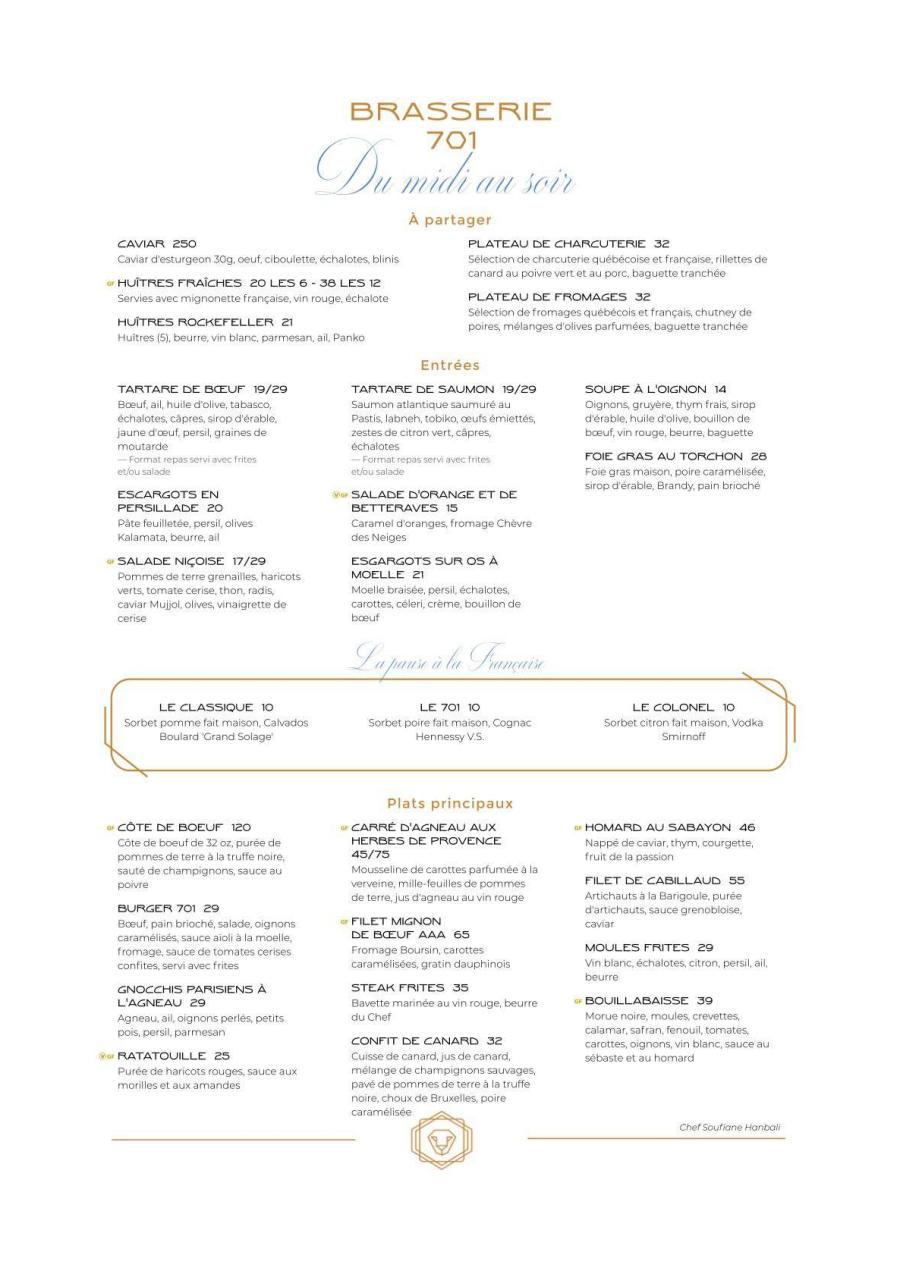 Menu Soir Brasserie 701