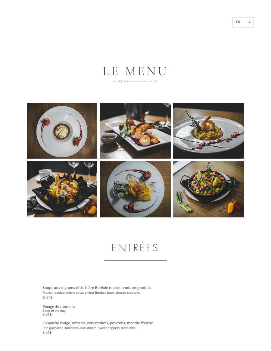 Menu Les Pyrénées