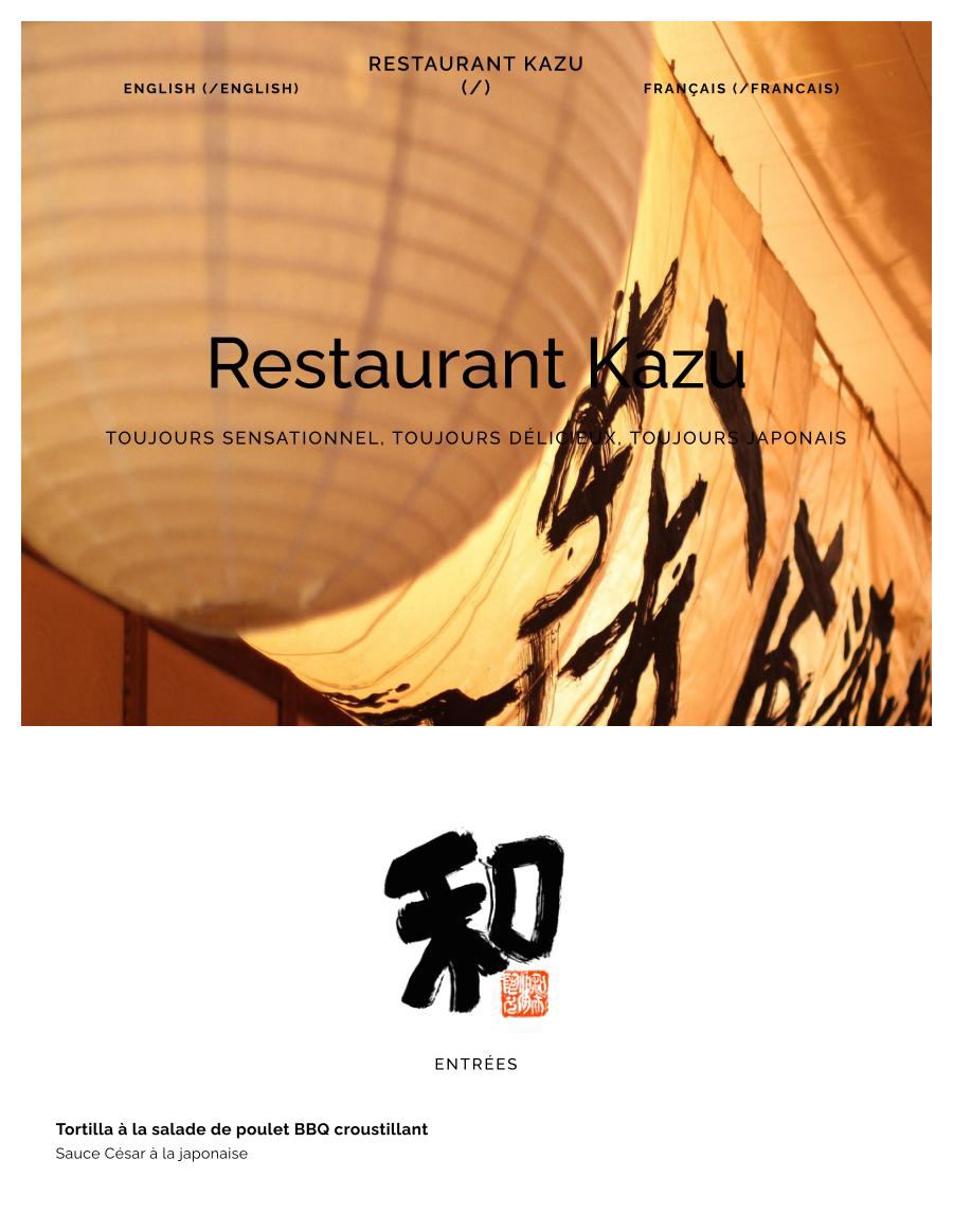 Menu Restaurant Kazu