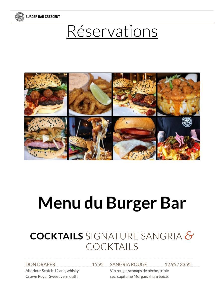 Menu Burger Bar Crescent
