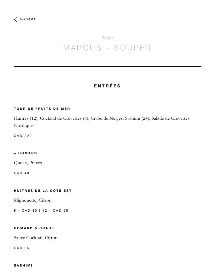 Menu Souper MARCUS Restaurant Lounge