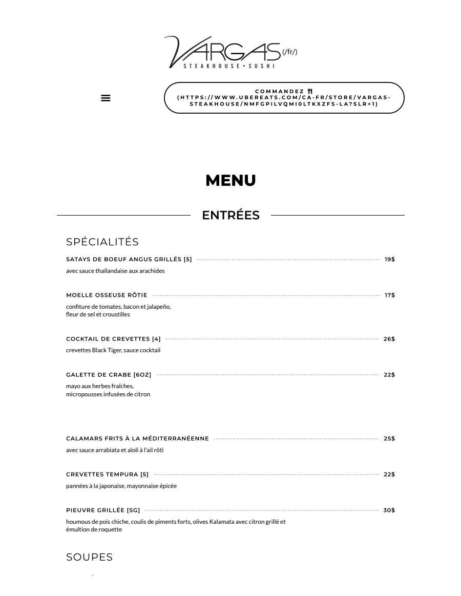 Menu Restaurant Vargas