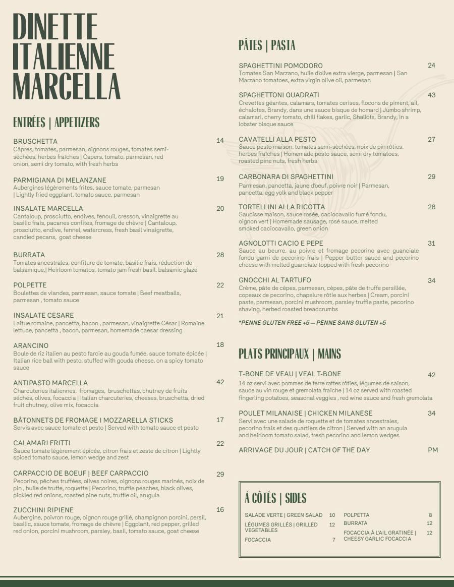 Menu Dinette Marcella