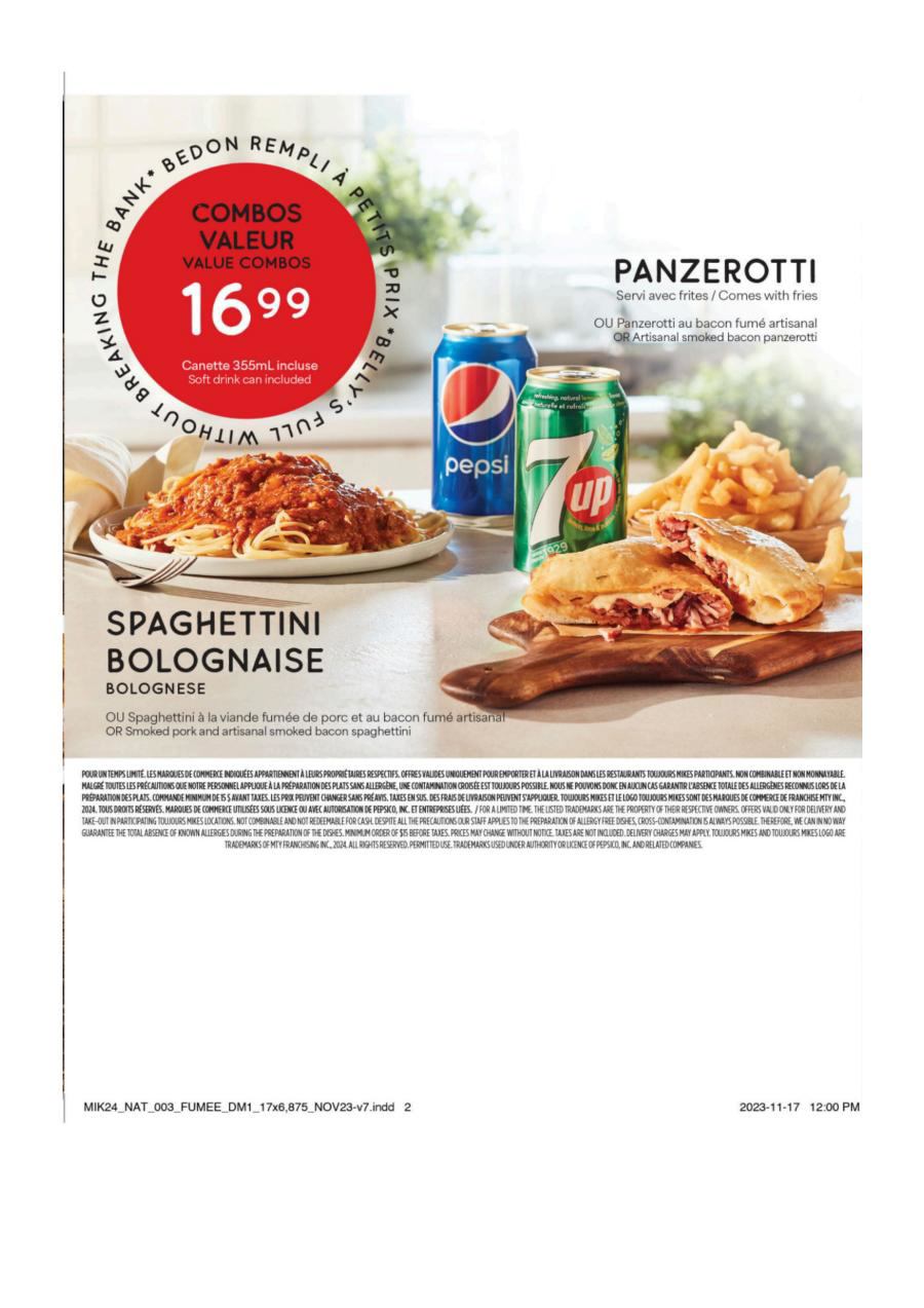 Menu Livraison Mikes