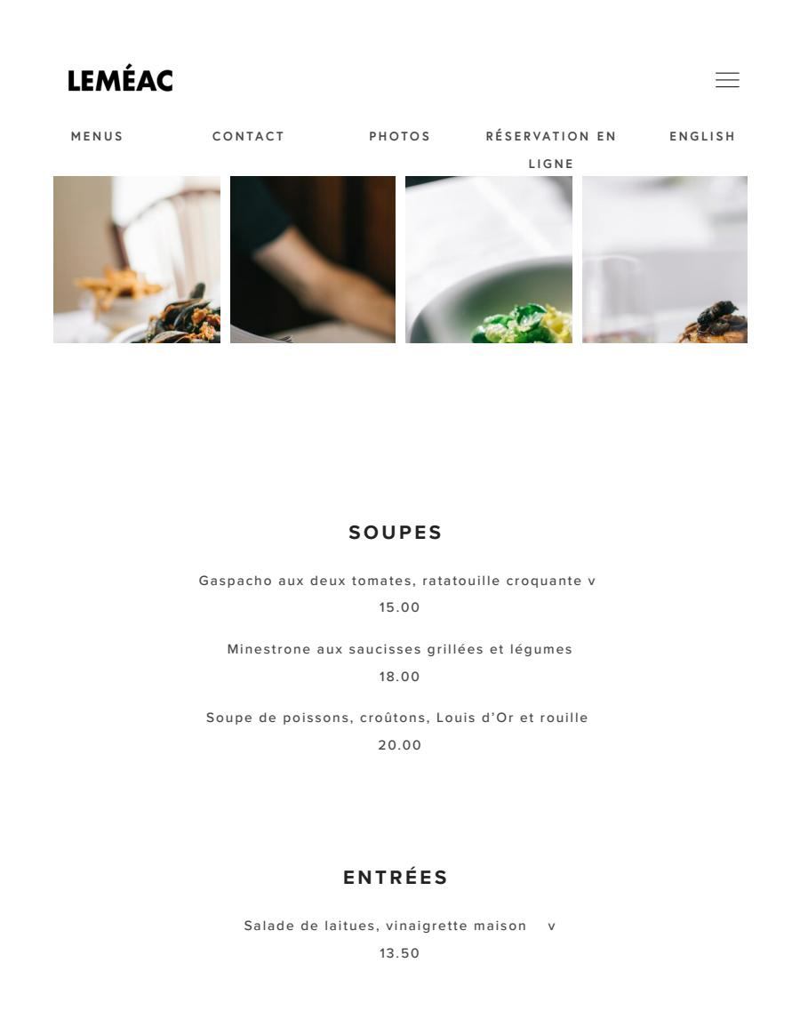 Menu Leméac