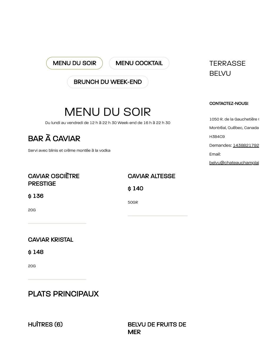 Menu Terrasse Belvu