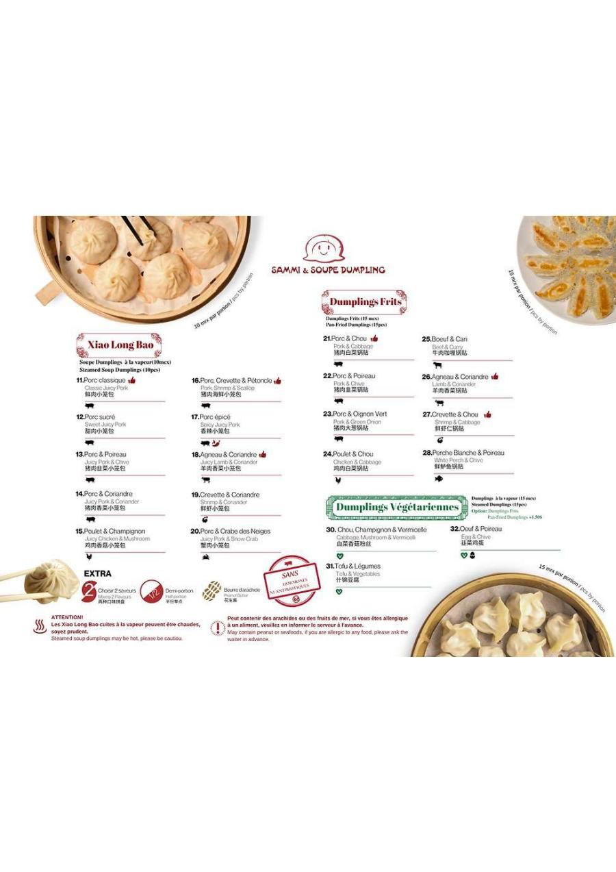 Menu Sammi & Soupe Dumpling