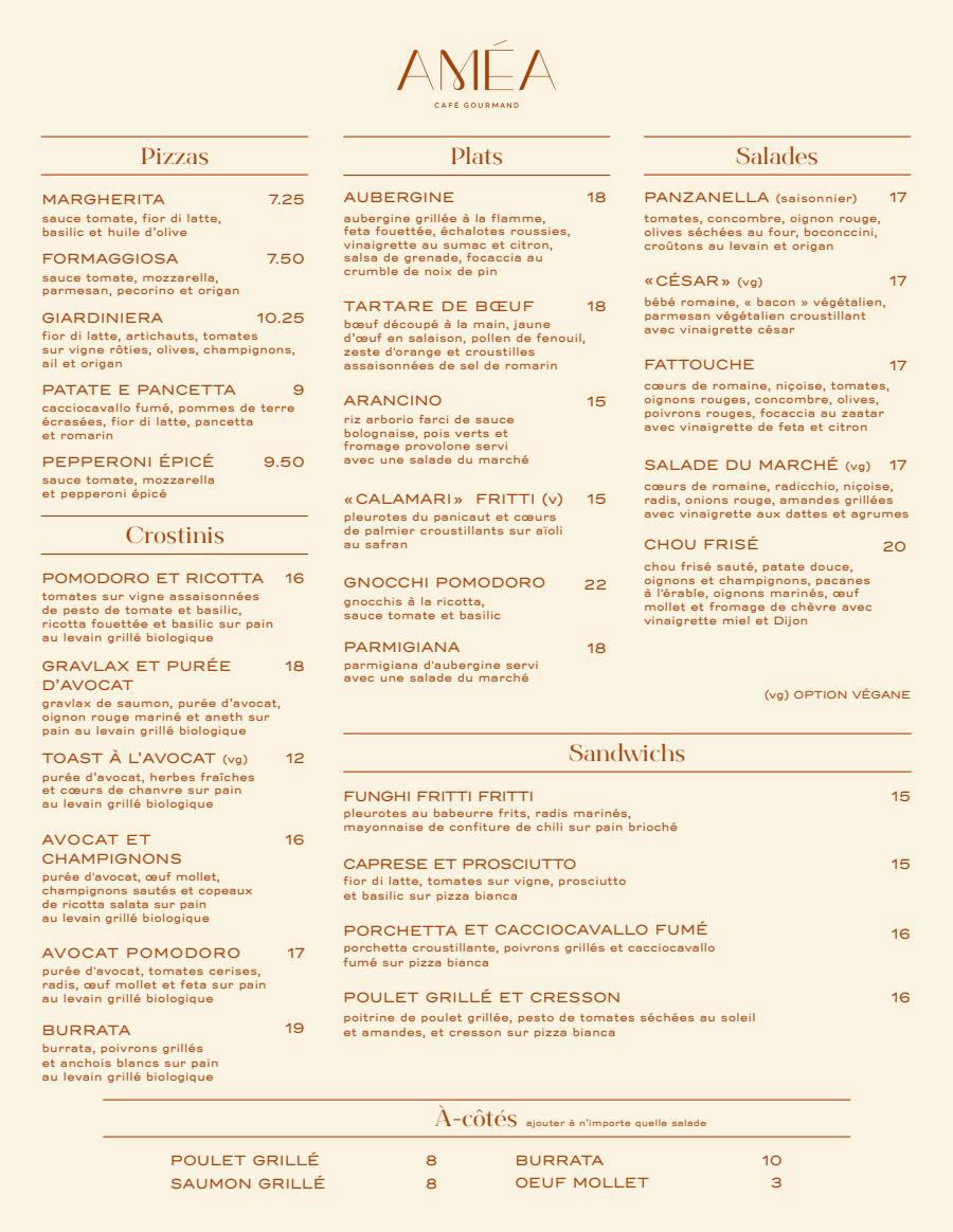 Menu Amea Café