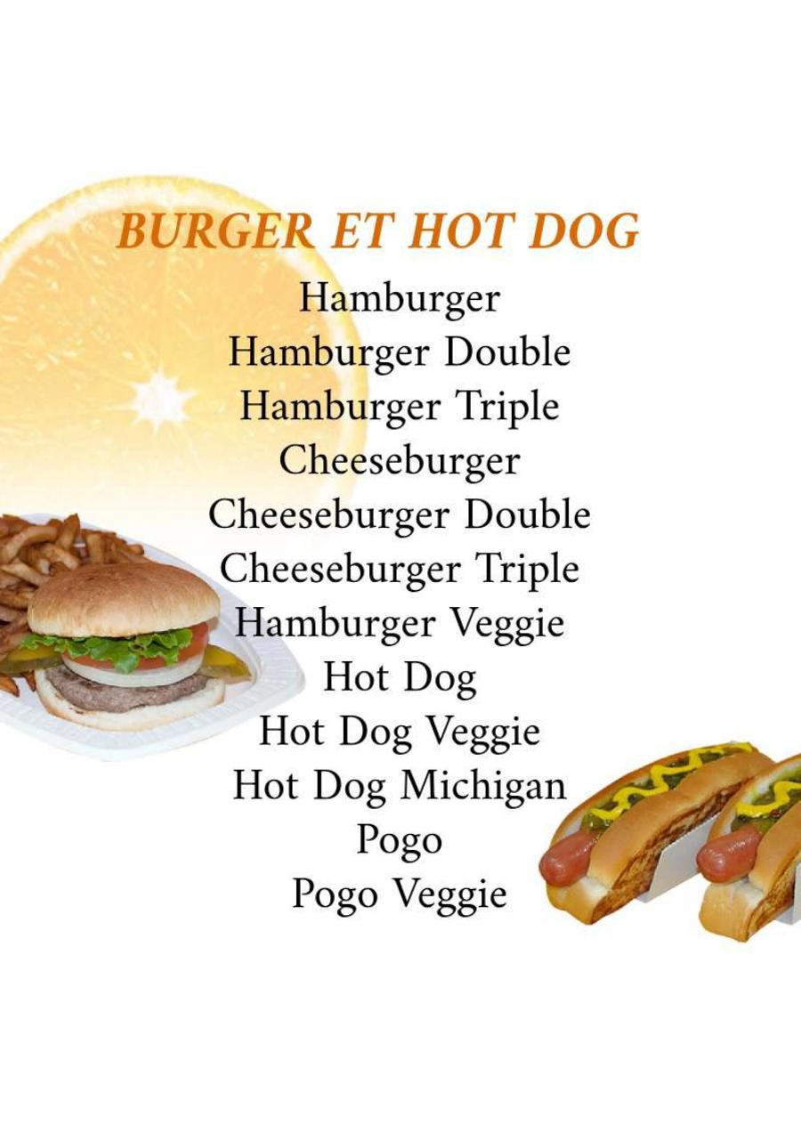 Menu à la carte Restaurant Orange Julep Gibeau