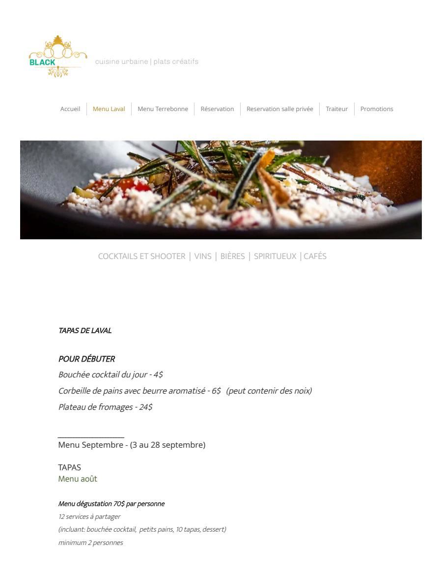 Menu Black Forest - cuisine urbaine Laval