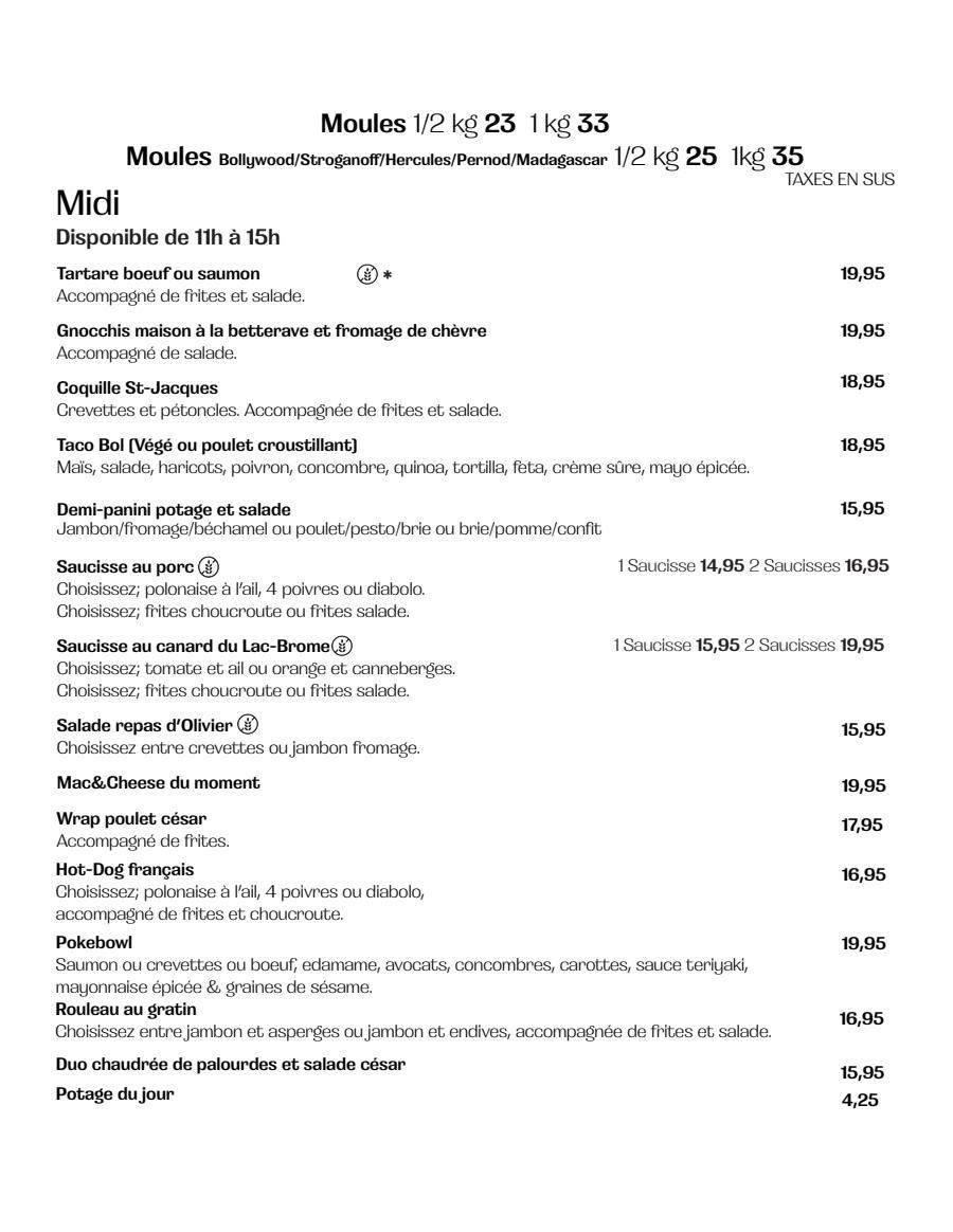 Menu bistro des bières belges