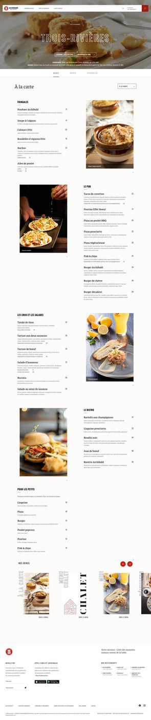 Menu à la carte Archibald