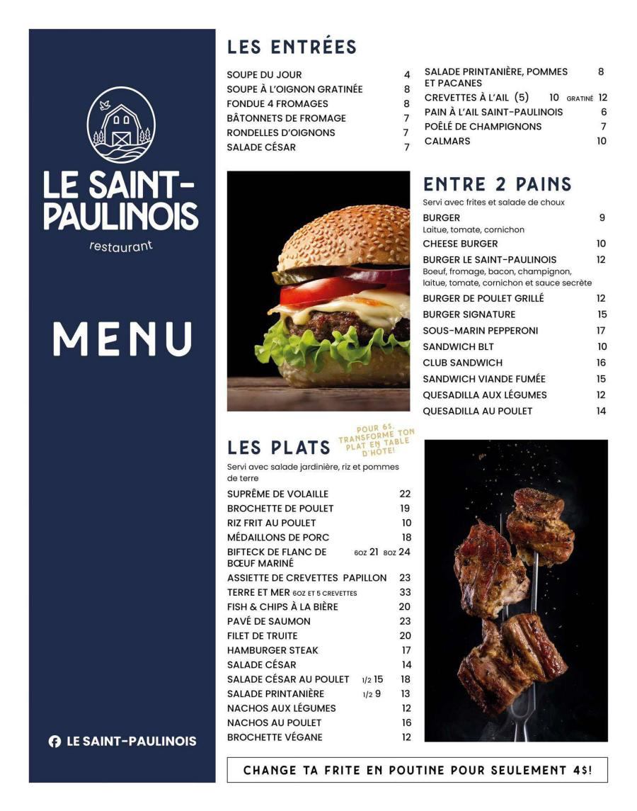 Menu Le Saint-Paulinois