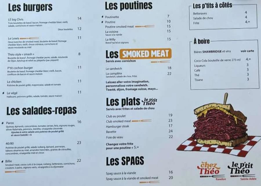 Menu Le P'tit Theo