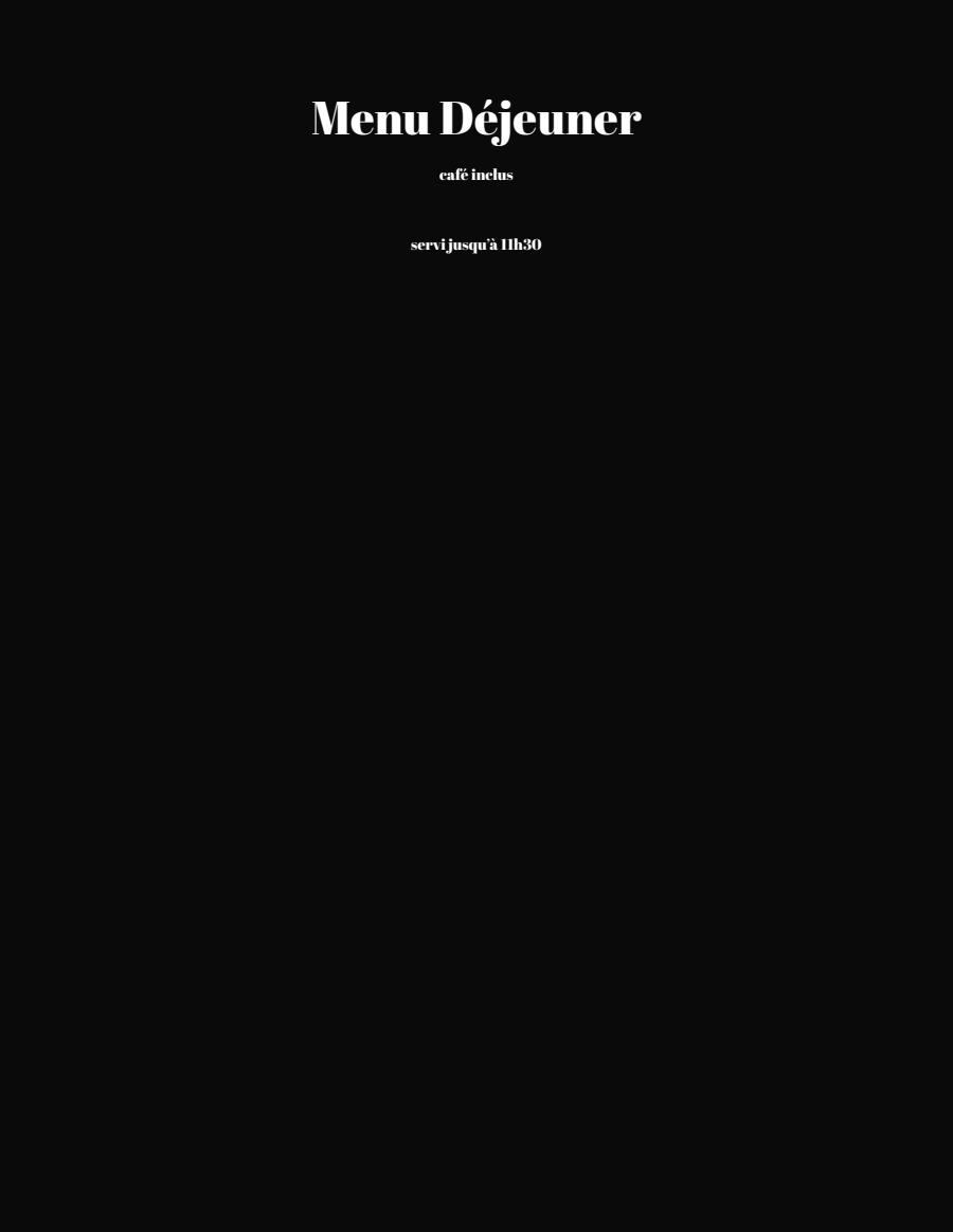 Menu Déjeuner Chantmartin
