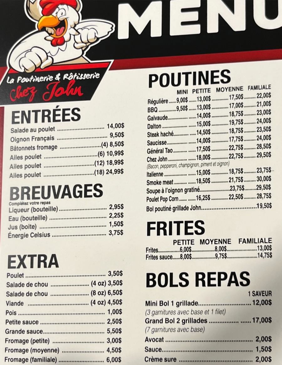 Menu Chez John