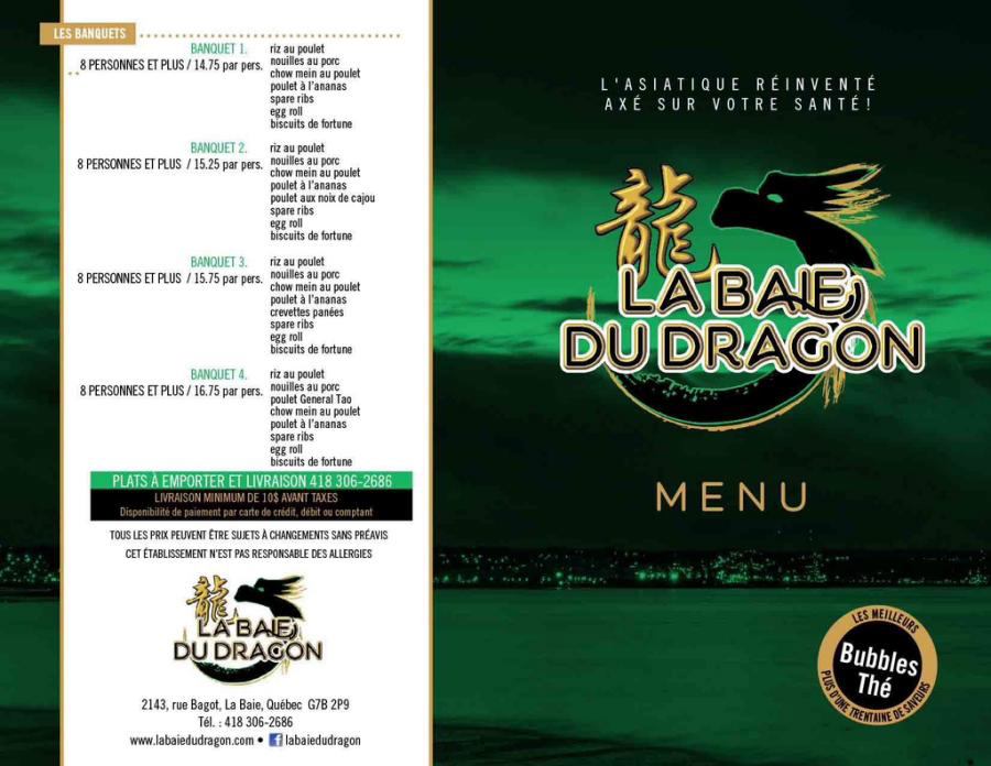Menu La Baie du Dragon