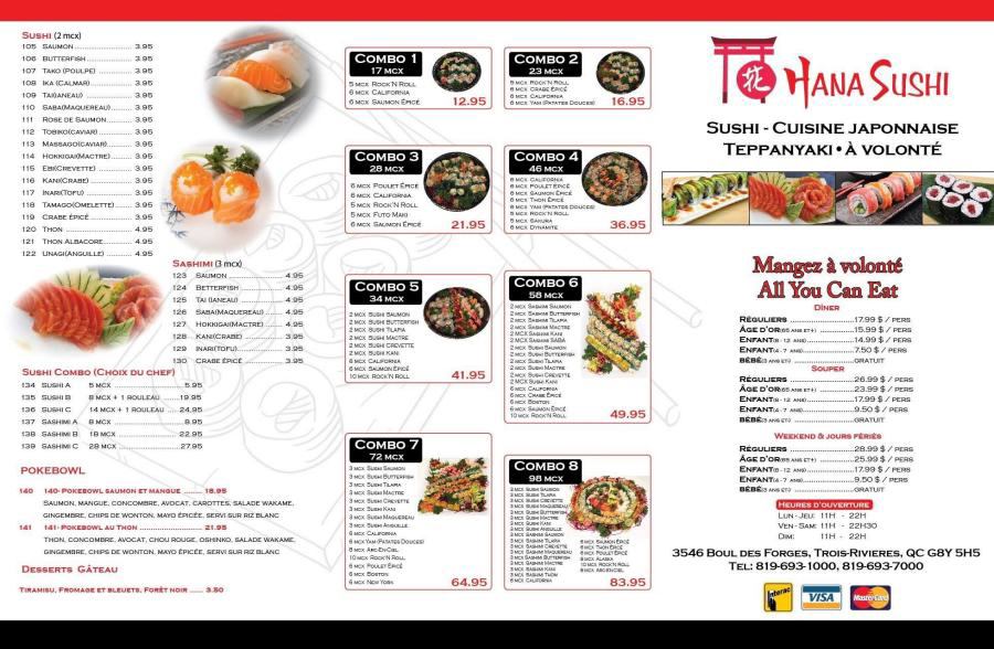 Menu HANA SUSHI