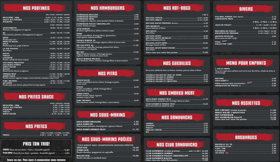 Menu Cantine Le Rallye