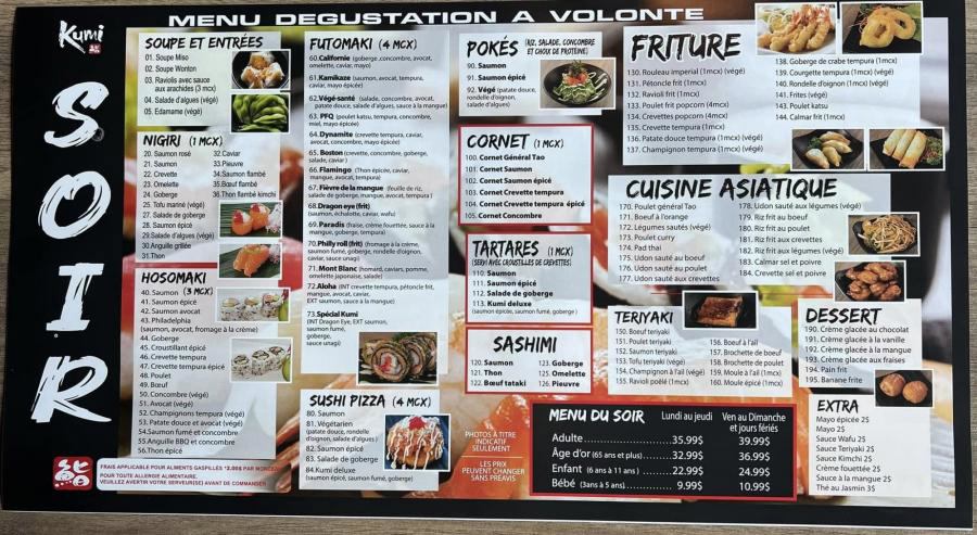 Menu de Sushi Kumi