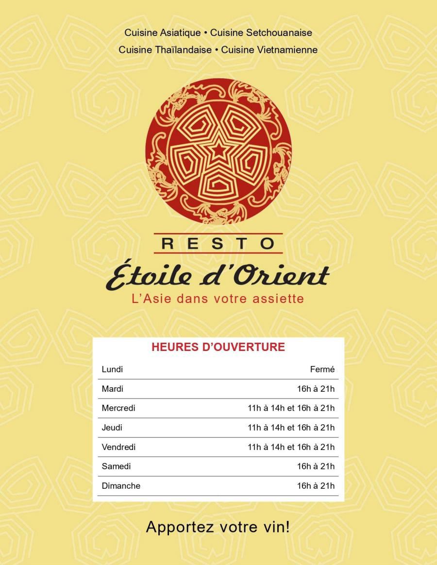 Menu de Resto Etoile D'Orient