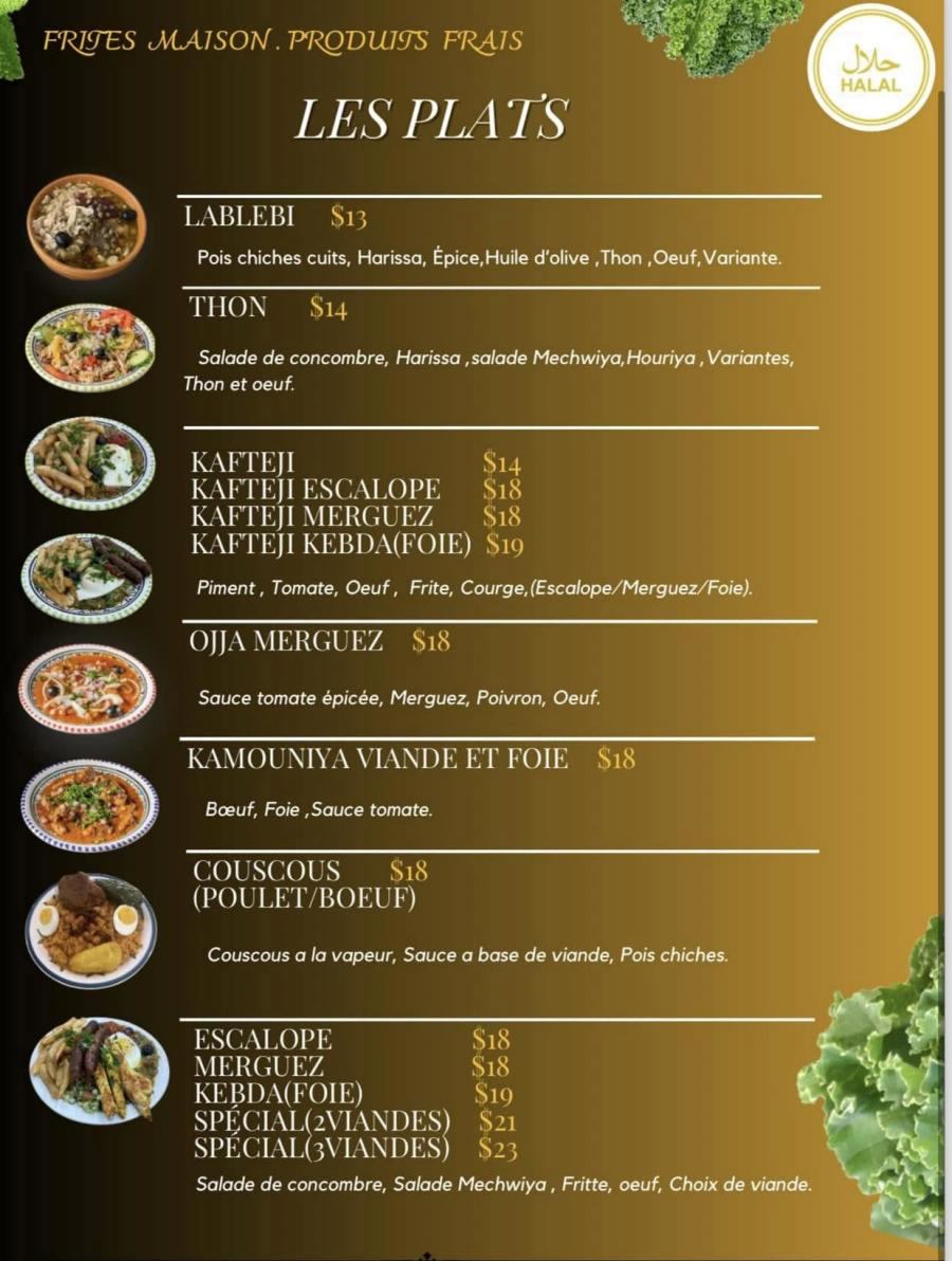 Menu Restaurant La Medina