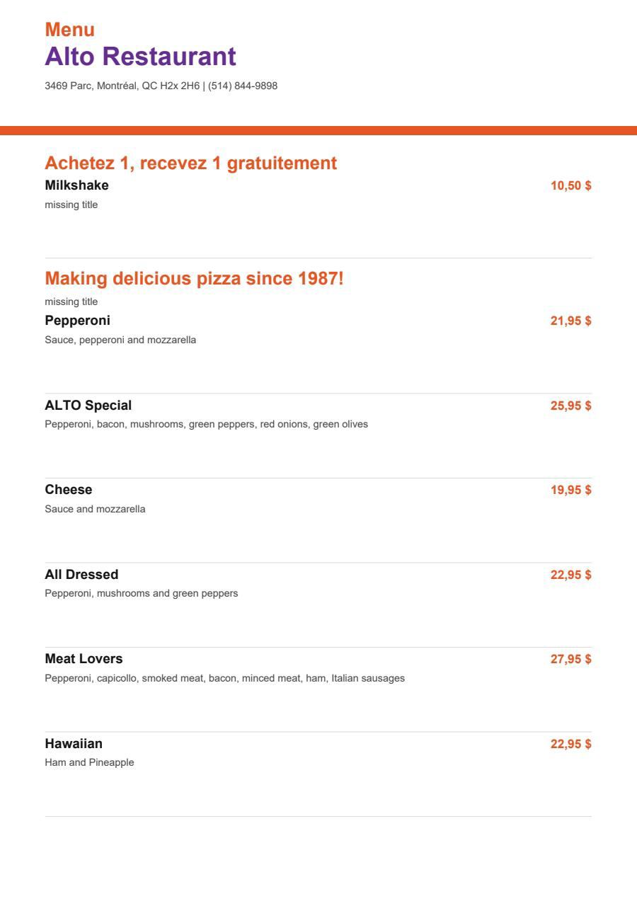 Menu